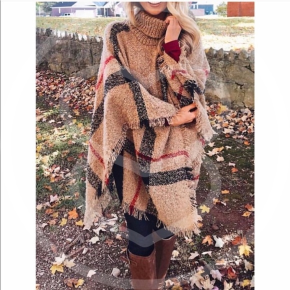 Bellanblue Sweaters - MARI Plaid Autumn Feels Poncho   